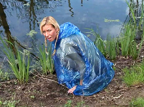 2 masked men will look after a sexy blonde outdoors 3